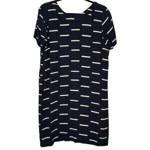 Madewell Shift Dress Black Tan Women’s Short Sleeve Silver Zipper Size 6